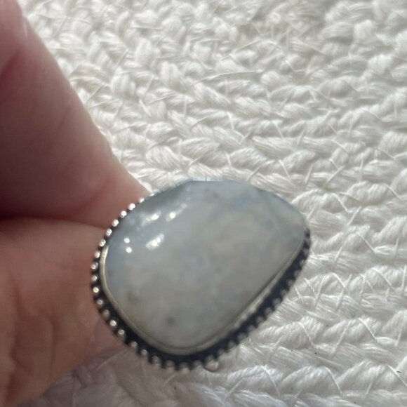 Gorgeous RAINBOW MOONSTONE Handmade Sterling 925 Ring Size 9 #855D - Picture 2 of 3